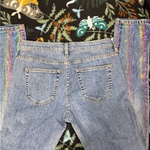 NY&C Slim Boyfriend Jeans Size 0 Metallic Rainbow Splatter NWT